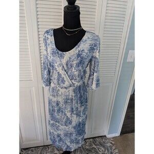 H&M Dress Womens S Blue White Tiger Jungle Toile Flowy Boho Mama/Nursing New Tag